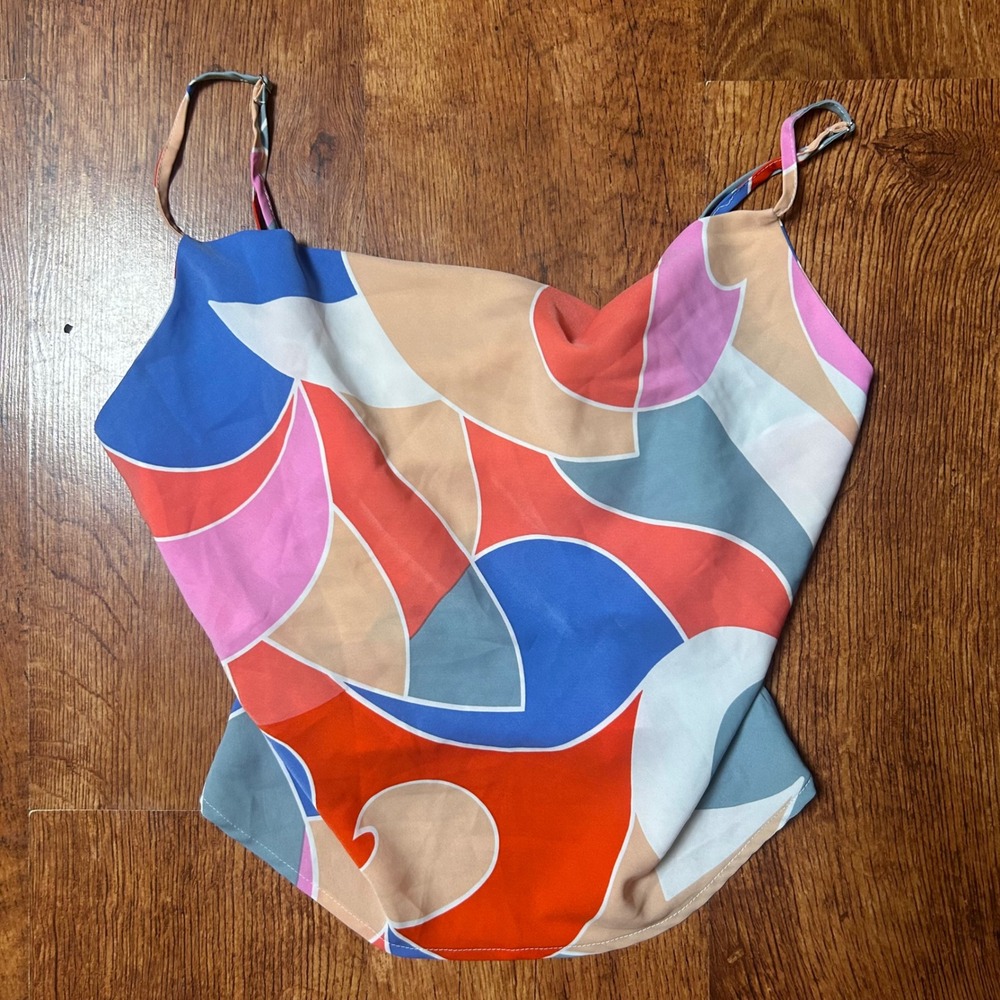 Milk & Honey Abstract Print Cowl Neck Camisole‎ Top Multicolor Size Medium